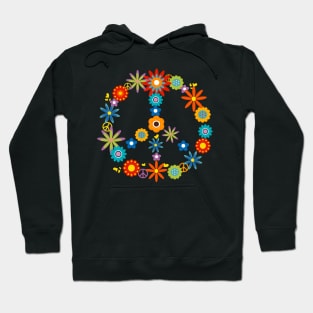 retro flowers peace symbol Hoodie